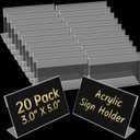 20 Pcs Acrylic Sign Holder 3x5 Inch, Horizontal Clear Sign Holders, L-Shape Acrylic Paper Holder, Plastic Sign Holder Display Stand for Business, Classroom, Office, Retail Store, Restaurant