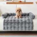 Calming Dog Bed for Couch, 29.5 x 29.5 inch, Non-Slip Luxurious Dog Sofa Mat for Furniture Protector, Perfect for Small, Medium Dogs and Cats (Dark Gray)
