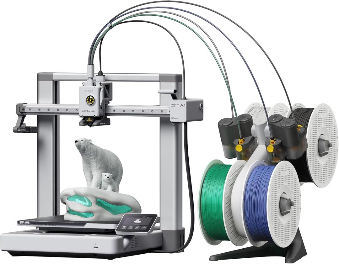 Bambu Lab A1 Combo, A1 3D Printer and AMS lite, Beginner-Friendly Ecosystem with MakerWorld Model Library, Multi-Color 3D Printing, High Speed & Precision,Read to Use, Quiet