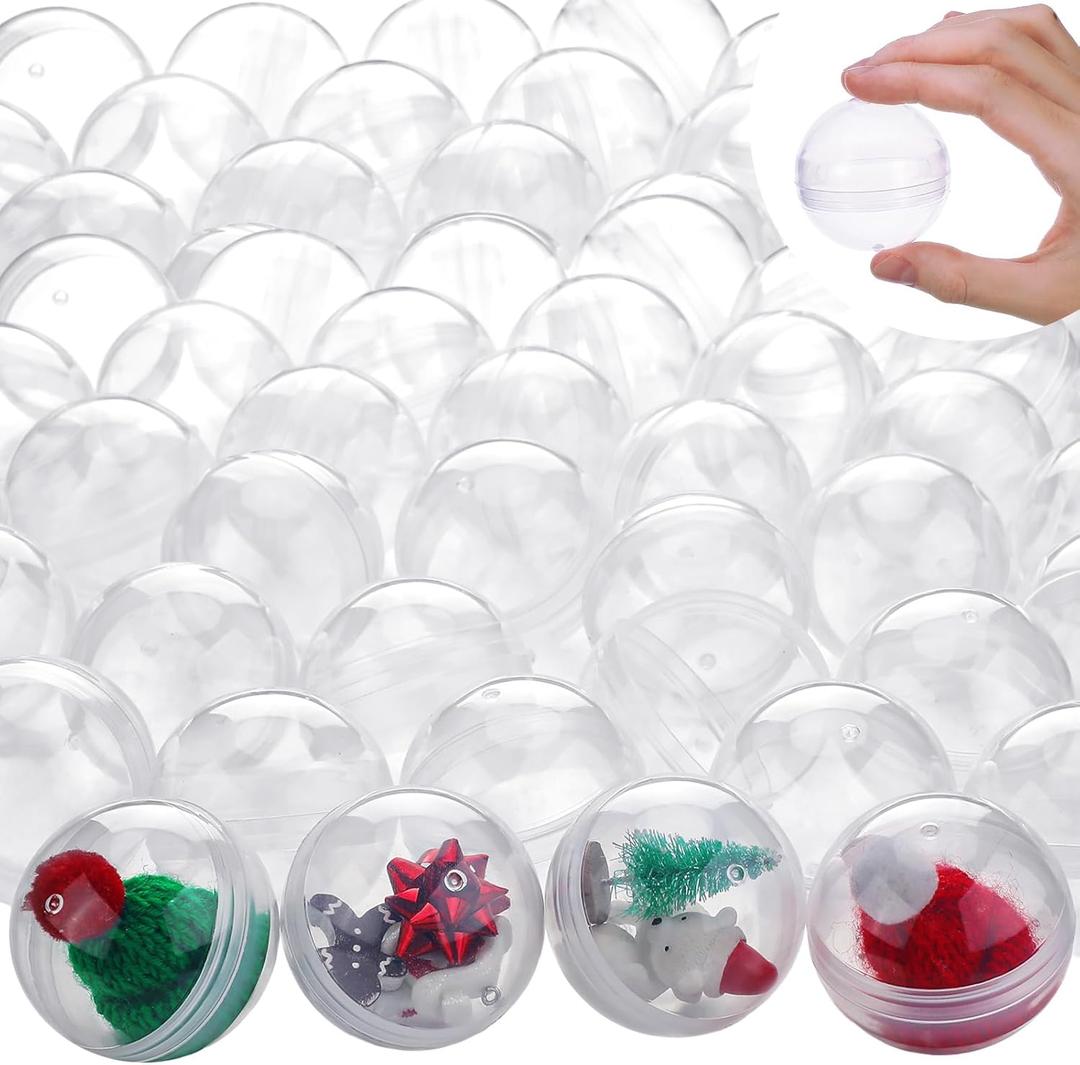 Sosation 150 Pcs 1.77 Inch Gumball Vending Machine Capsules Empty Round Plastic Containers for Prizes Party Favors (Minimalist Style)
