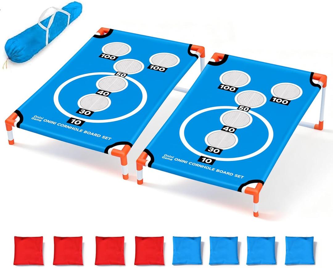 Onini Upgrade Portable Cornhole Board Set of 2 with 8 Bean Bags and Carrying Case Corn Hole Games Set for Kids and Adults, Travel Camping Accessory(3x2 Ft)