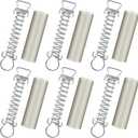 6 Pack Pool Cover Springs - Swimming Pool Cover Stainless Steel Springs with Stopper D Ring and Spring Sleeves, Universal Pool Safety Covers Springs for Winter Inground Pool Cover