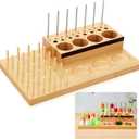 Yalikop Wooden Fly Tying Fishing Kit Organizer with Soft Magnets & Thread Spool Stand, Fly Tying Tool Caddy Desktop Storage Rack, Fishing Materials Tray Station