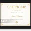 8.5 by 11 Diploma Picture Frame, Made of Real Glass and Wooden Certificate Frame, Horizontal and Vertical Display for Wall or Tabletop (Black, 1Pack)