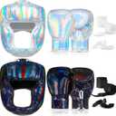 Kanayu 14 Pcs Boxing Set Boxing Gloves Headgear Helmet Hand Wraps Mouth Guards Equipment, Christmas Gifts for Adults Youth Beginners Training Equipment (Laser Color)