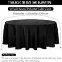 Fivenl 8 Pack Premium Round Tablecloth 120 Inch Round Table Covers Washable Polyester Fabric Round Table Clothes for Wedding Party Reception Banquet Buffet Restaurant (Black, 120 Inch)