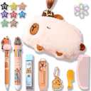 KEYDUACU Capybara Juniors Pencil Case - Large Capacity School Supplies Bag with Pencil Set and 10 Color Pencil Case (Beige)
