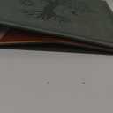 Leather D Ring Binder Fits 8.5"x11" Letter Size Paper, 1.5 Inch EZD Ring Binders Holds 400 Sheets, Notepad Paper Cover Loose Leaf Organizer with Inner Pockets, Green Tree