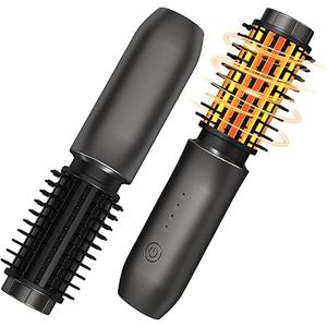 Cordless Hot Brush - Travel Portable Hair Straightener Brush, 4 Temperatures | Fast Heating, Anti-Scald, and Anti-Frizz, Cordless Straightener Tool for Travel, Date, Work - Classic Black