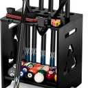 EXTCCT Pool Stick Holder Floor Stand - Hardwood Solid Wood Pool Cue Rack for 10 Cues, Billiard Cue Holder with Pool Table Accessory Organizer for Game Room or Home Bar（black）
