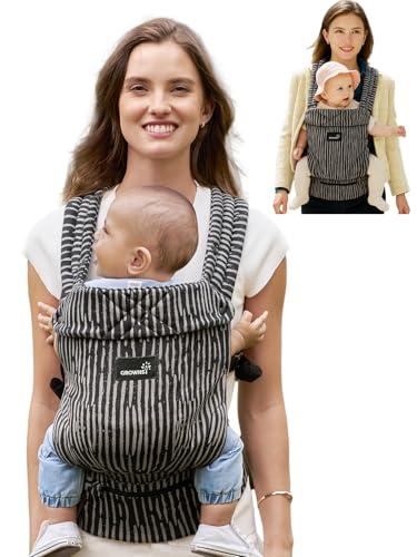 GROWNSY Baby Carrier Newborn to Toddler, Lightweight Ergonomic 7-44 lbs Newborn Carrier with Head Support, Easy to Wear Hands Free Infant Carrier for 0-36 Months, Black Flow Stripe