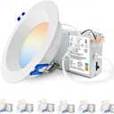 Adetu 4 Inch Anti-Glare LED Downlight,Dimmable Ceiling Light with 5CCT Reset,Selectable from 2700K to 5000K - 12W 1080LM, ETL Certified (White, 6 Pack Round)