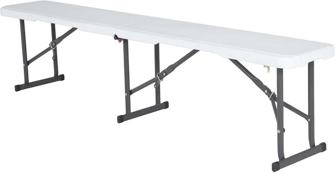 LIFETIME Portable Folding Bench, 6Foot FoldinHalf, UVResistant Seat, PowderCoated Steel Frame, Lightweight, StainResistant, NonMarring Foot Caps, Indoor/Outdoor Portable Seating