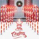 Candy Cane Lights with Red Star and Snowman, Outdoor Christmas Decoration Pathway Lights,8 Modes - Powered by USB Port (Non-Solar) for Holiday Party Garden Lawn Yard Decor, 21" Total Height, 12 Pack