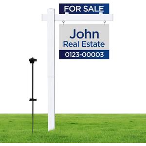 Real Estate Sign Posts Real Estate Signs Holder Realtor Sign Post 6ft Tall Made of Vinyl PVC Holds for Sale Yard Signs Up To 24 Inch (White - 24 In), 72 inches x 36 inches