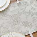 jinchan Spring Table Runner Linen Farmhouse Table Cloth Green Floral Decorative 72 Inch Botanic Printed Burlap Handcrafted Flax Coffee Table Decor 1 Panel Sage Green on Beige