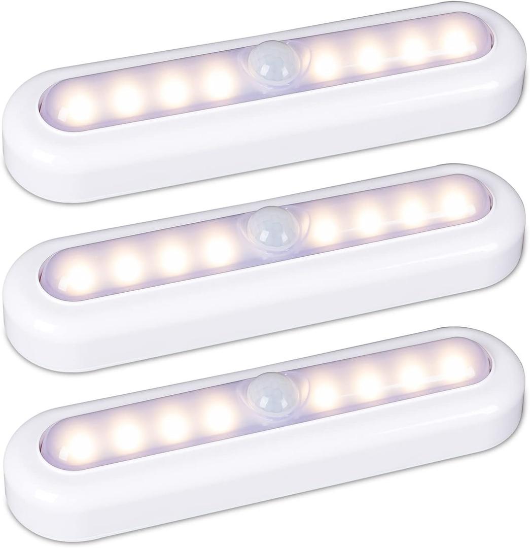 STAR-SPANGLED 3 Pack 7 Motion Sensor Lights Indoor Battery Operated, Stick on LED Light for Closet, Stairs, Under Cabinet, Warm White
