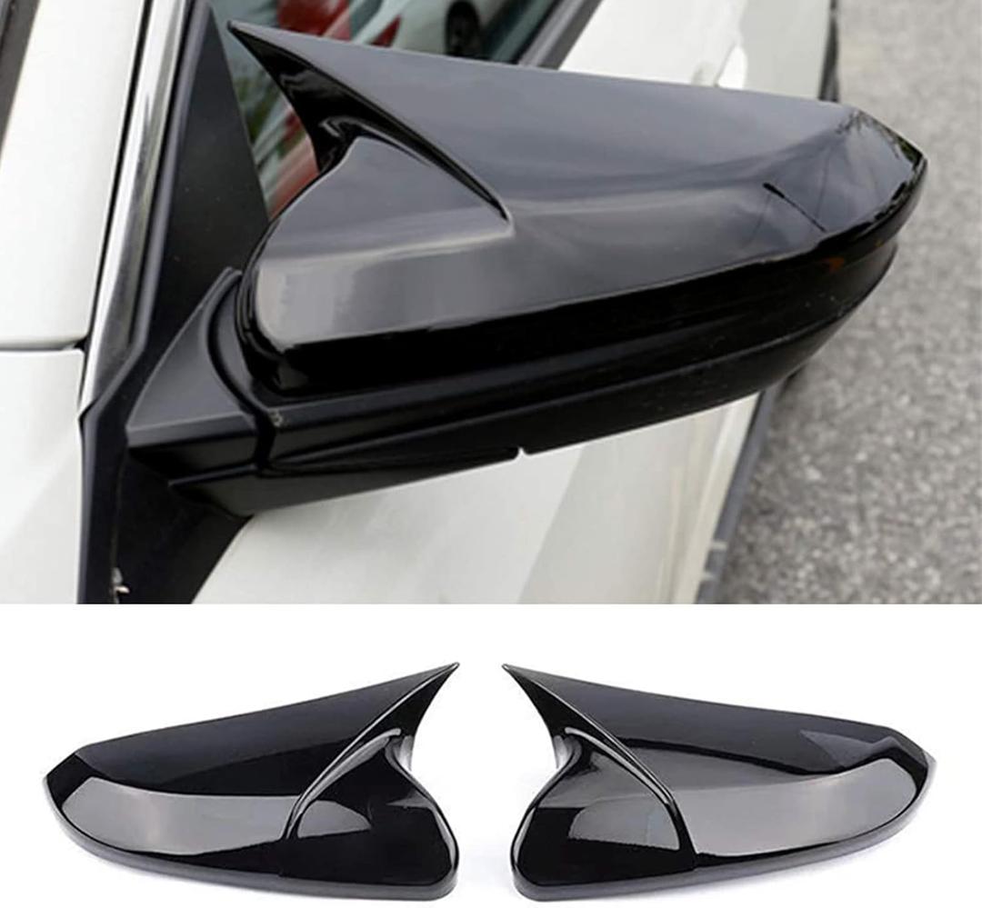 Rearview Mirror Cover Compatible with Honda Civic 10th Gen 2016-2021 ABS Material Ox Horn Door Side Mirror Trim Cover (Bright black 2 Pcs)