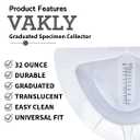 Vakly Graduated Specimen Collector Pan 32 oz (4 Pack) Durable Urine Measuring Toilet Hat with Pour Spout & Flat Bottom for Hospitals, Nursing Homes, Labs & Home Use