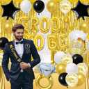 Trgowaul Gold Bachelor Party Decorations for Men, Groom To Be Banner Fringe Curtains, Groom to Be Satin Sash Award Ribbon Badge Brooch for Wedding Bridal Shower Future Mr Pre-Wedding Party Supplies