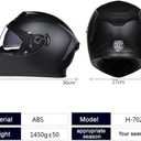 Full Face Motorcycle Helmet DOT Approved Motorbike Moped Street Bike Racing Crash Helmet, Men and Women (Black, Large)