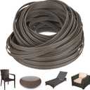 M METERXITY Wicker Repair Kit, 100Ft Plastic Flat Rattan Replacement Supplies Material for Patio Furniture Repair/Basket Making/Chair Weaving, Synthetic Woven Rattan [Light Black]