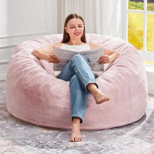 Hobestluk Bean Bag Chairs Giant Beanbag Chair with Filler, Memory Foam Bean Bags with Fluffy & Machine Washable Cover, Bean Bag Chairs for Aduts for Living Room, Bedroom (Pink, 3FT - 36 x 36 x 22)