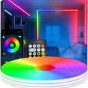 50FT Neon Rope Light,RGB+IC Flexible Led Lights Control with App/Remote,Color Changing,IP65 Outdoor Waterproof,Music Sync Light Strip for Bedroom