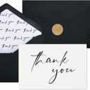 AZAZA 50 Pack Black Thank You Cards with Envelopes 4x6 inch, Bulk Thank You Notes 2 Minimalistic Designs, Funeral Thank You Cards with Envelopes & Gold Stickers for Graduation, Small Business