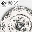 Salad Plates, 8.5 Inch Ceramic Plates Set of 6, Kitchen Plate Microwave Safe, White Porcelain Dessert Plate Porcelain Serving Dishes, Black