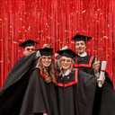 8.2FT Thicken Red Party Backdrop Foil Fringe Curtains Streamers for Birthday, Halloween, Graduation Decorations, 4 Pack