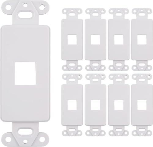 10 PACK Decorative Wall Plate for Keystone, Ethernet, HDMI, Coaxial & More, White Cover, 1 Port, Ideal for Home & Office Installations (1 Port)