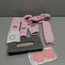 Bling Car Accessories Set for Women, Diamond Steering Wheel Cover, Rhinestone Center Console Pad Seat Safety Belt Pad Handbrake Cover Gear Shift Stick Protector Car Emblem Ring(Pink