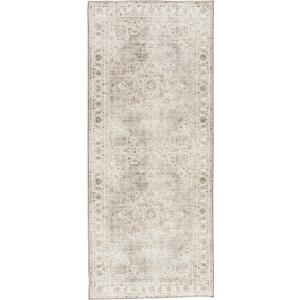 2x12 ft Area Rugs Washable for Living Room - Soft Oriental Farmhouse Rug with Non-Slip TPR Backing - 0.13inch Low Pile Stain Resistant Polyster Indoor Carpet Medallion - Beige Ivory