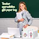 PerKoop 36 Pcs Teacher Appreciation Gift Paper Bag with Handles, Thank You Teacher Treat Present Bags for Teacher Appreciation Week, Birthday, Christmas Supplies(White)