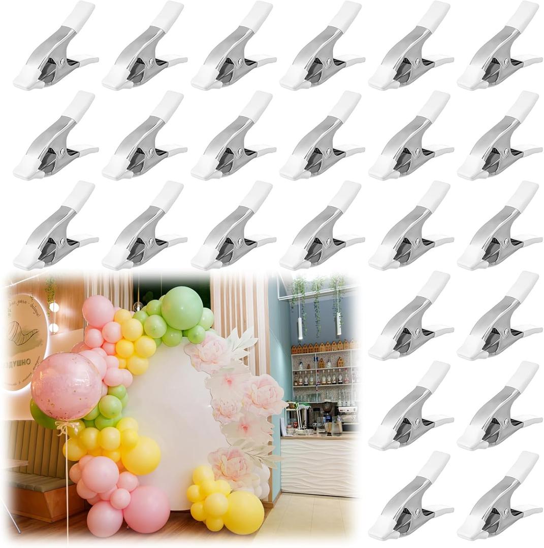 LemonRoad 24 Pack Balloon Arch Clips 1.97 Inch Metal Spring Clamps Strong Clips for Securing Balloons to Arch Frames Backdrop Stands Party Decoration Crafts Woodworking Photography Studios Supplies