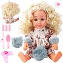 Baby Doll - SMIESSKIDDO 12" Interactive Baby Dolls with Hair Care Set & Sounds - Soft PVC Talking Babies Doll Toy Gift for Girls 2-6 Years (Comb, Mirror, Dryer, Rollers Included)