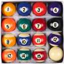 Mini Pool Ball Set,16pcs/Set 0.98Inch Resin Mini Billiard,Small Pool Cue Balls Full Set Mini Pool Table Accessories