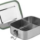 Stainless Steel Bento Lunch Box - 800ml w/Divider, 2 Compartments, Eco & Recyclable Food Container, Leakproof & Dishwasher Safe, BPA Free, On-the-Go Eating Design for Adults & Teens