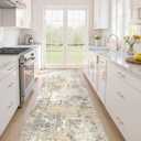 Runner Rug Kitchen Washable Rugs: 2x6 Non-Slip Abstract Soft Modern Stain Resistant Indoor Floor Neutral Accent Throw Carpet for Hallway Bathroom Laundry Room Entryway Bedroom- Abstract Gray Gold