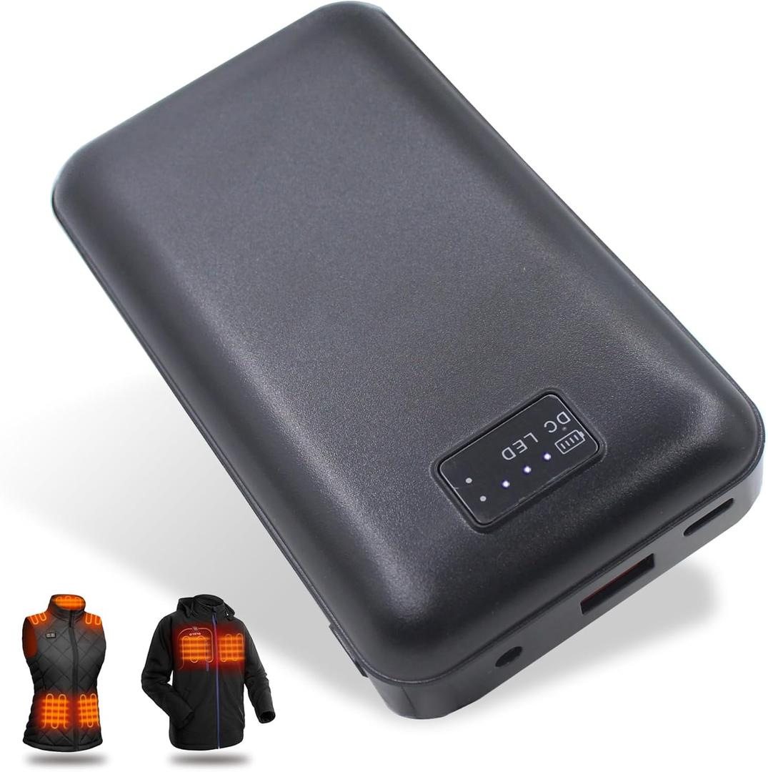 16000mAh 7.4V Heated Jacket Battery for Ororo Heated Jacket/Vest, Rechargeable Power Bank with DC/USB/Type-C Output for Heated Hoodies (7.4V)
