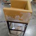 Manhattan Comfort Kingsley Faux Leather Barstool, Mid Century Modern Design, Walnut Beech Wood with Gold Metal Footrest, Fully Assembled Bar Stool for Kitchen Seating, 30" Seat Height, Set of 1, Camel