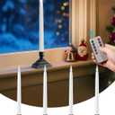 SURAIELEC 10.5'' Battery Operated Window Candles with Remote, Timer, Dimmer, 5000K Cool White LED Candle with Holder, Xmas Candle for Window, Matte Black, 4-Pack (Rechargeable Battery Not Compatible)