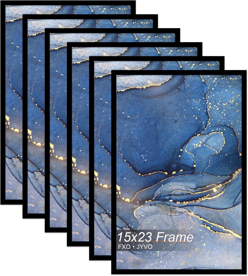 Fxojyvo 15x23 Picture Frame Set of 6, Black Frame for 15 x 23 Inch Picture Poster Photo, Light Weight and High Transparent 15 by 23 Frame for Wall - 6 Pack/Black/15 x23
