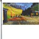 Cafe Terrace at Night 3x5 Foot Double Sided Yard House Flags, Season Greeting Banner with Grommets Indoor Outdoor Party Holiday Home Decor