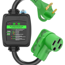RVGUARD Surge Protector 30 Amp to 50 Amp RV Adapter Cord with Overload Protection, NEMA TT-30P to NEMA 14-50R Electrical Power Adapter, 2 Feet, Green, ETL Listed