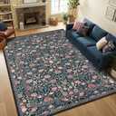 GarveeHome Blue Floral 6x9 Area Rug for Bedroom Living Room
