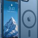 SUPFINE Magnetic for iPhone SE Case 2022 (3rd)/2020 (2nd), iPhone 8 Case (Compatible with MagSafe) (Military Grade Drop Protection) Slim Translucent Matte Phone Case, Deep Blue
