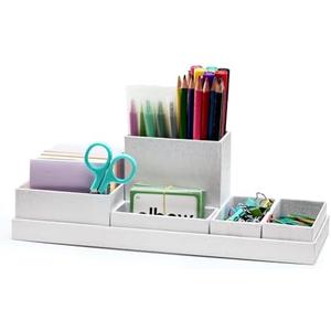 xiepipipaper Desk Organizer,Office Desk Accessories,Paperboard Desktop Organizer with Pen Pencil Holder and Sticky Note Tray,Paperclip Storage, L11.8 White xiepipipaper Desk Organizer,Office Desk Accessories,Paperboard Desktop Organizer with Pen Pencil Holder and Sticky Note Tray,Paperclip Storage, L11.8 White