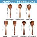 Wooden Non-Stick Kitchen Pan Toolset 7 Pieces Set, Natural Kitchen Utensils Spatula, Wooden Cooking Utensils Spoons, Fried Spatula and Salad Fork